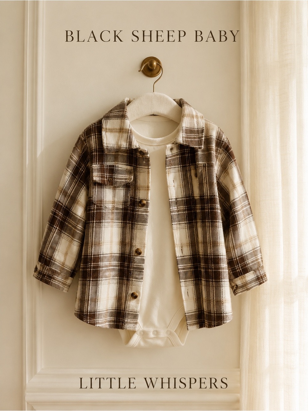 NWT Black Sheep Baby Overshirt Onesie Tee Plaid 9-12M